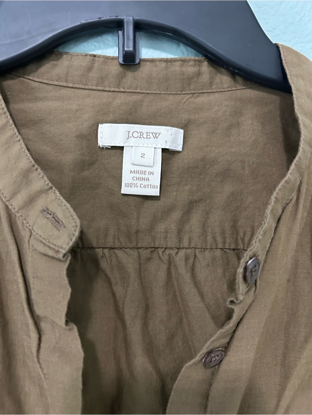 J. Crew Brown Eyelet Hem Button-Down Shirt - Picture 6 of 7